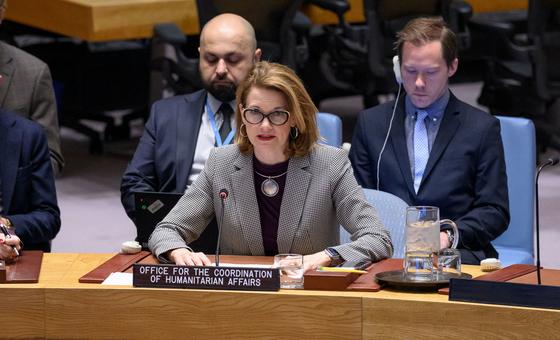 Представительница Управления по координации гуманитарных вопросов Лиза Доутен на заседании Совбеза ООН по Сирии. 